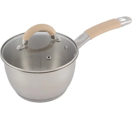 Ковш Mallony Fortuna из нержавеющей стали, ручка сталь/силикон, 1.65 л, диаметр 16 см, капсулированное дно 007216