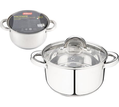 Кастрюля Mallony Mediano  объем 36 л диа 20 см из нерж стали с крыш капсулир дно 00 5444
