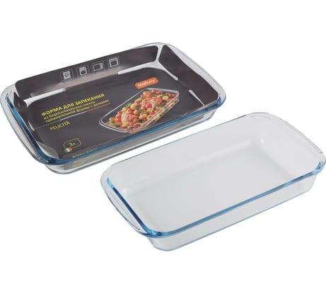 Форма для запекания Mallony Felicita объем 3 л, из боросил стекла прямоуг формы с ручками 00 7182
