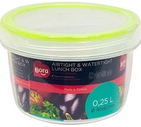Круглый контейнер BORA 0.25 л, Н62хD90 мм, полоса салатовая, пластик ПЛ-BO050s