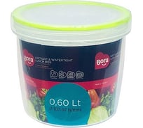 Круглый контейнер BORA 0.60 л, Н97хD107 мм, полоса салатовая, пластик ПЛ-BO054s