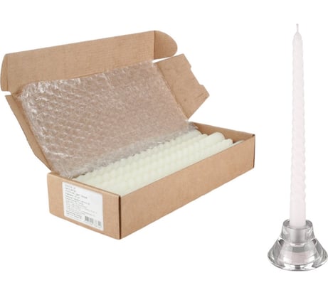 Витая свеча Lumi 22x250 мм, цвет белый, 10 шт 5050700_10