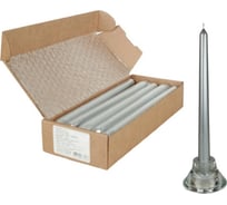 Античная свеча Lumi 22x250 мм, цвет серебро, 10 шт 50706210_10