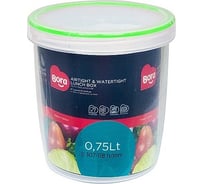 Круглый контейнер BORA 0.75 л, Н118хD107 мм, полоса салатовая, пластик ПЛ-BO055s