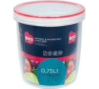 Круглый контейнер BORA 0.75 л, Н118хD107 мм, полоса красная, пластик ПЛ-BO055k