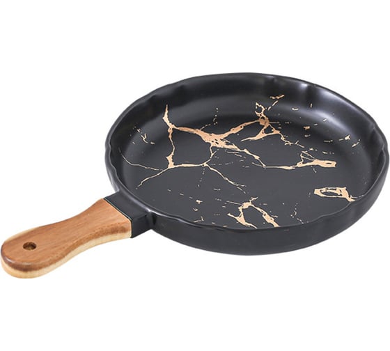Блюдо ZDK Kitchen с деревянной ручкой, цвет черный 25,5 см 371530