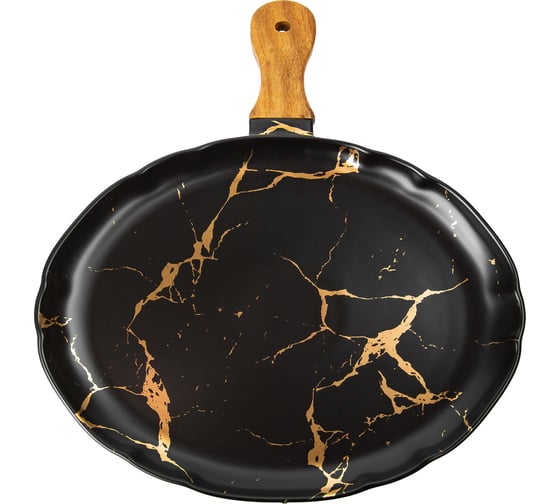 Блюдо ZDK Kitchen с деревянной ручкой, цвет черный 25,5 см 371530
