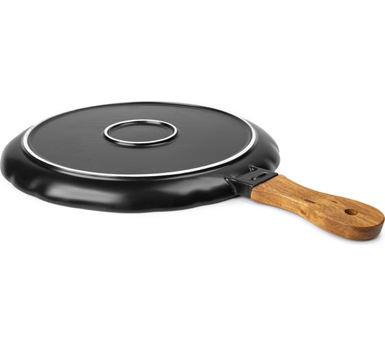 Блюдо ZDK Kitchen с деревянной ручкой, цвет черный 25,5 см 371530