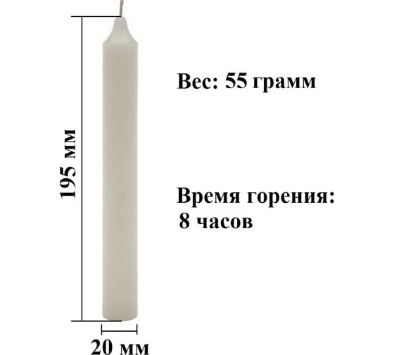 Хозяйственная свеча Lumi 20x195 мм, 10 шт 5053300_10