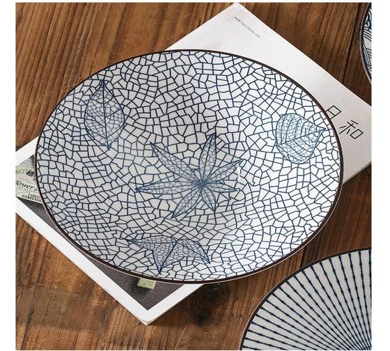 Тарелка ZDK Kitchen, Japanese Collection, цвет голубой, 17,5 см листочки 371596