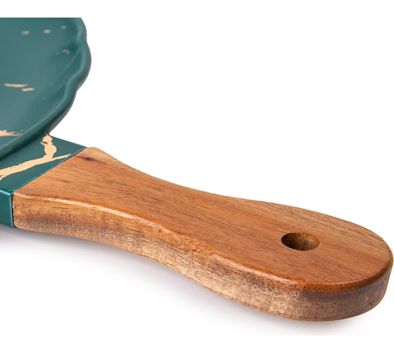 Блюдо ZDK Kitchen с деревянной ручкой, цвет зеленый 25,5 см 371531