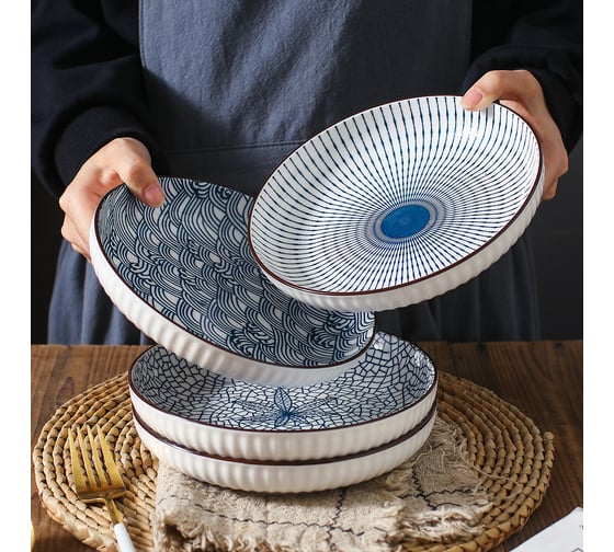 Тарелка ZDK Kitchen, Japanese Collection, цвет голубой, 17,5 см спирали 371593