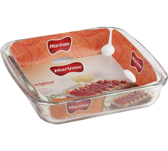 Квадратная стеклянная форма для запекания Marinex 1.8 л, 25x22x5 см Б0038473 1