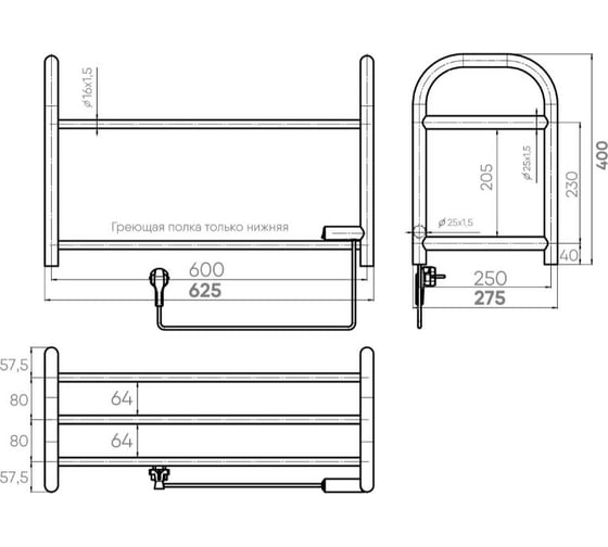 Электросушитель для обуви INDIGO Bench (electro) 40/60/25 скрытый провод слева SIBE40-60-25WML