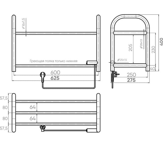 Электросушитель для обуви INDIGO Bench (electro) 40/60/25 скрытый провод слева SIBE40-60-25L