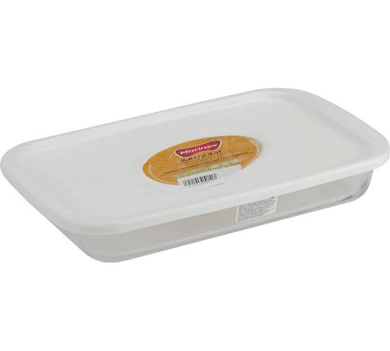 Прямоугольная жаропрочная форма Marinex BPA Free 2.2 л, с пластиковой крышкой, 35x21.6x5.4 см Б0039816 1