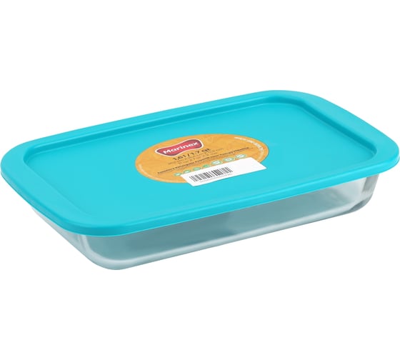 Прямоугольная жаропрочная форма Marinex BPA Free 1.6 л, с пластиковой крышкой, 30.1x18.4x5.2 см Б0043256 1