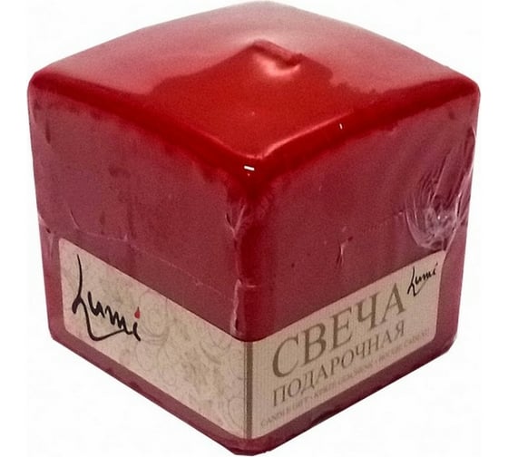 Свеча Lumi призма квадратная 60x60x60 мм, цвет красный 5078102