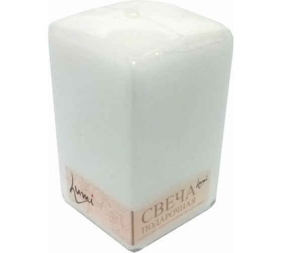 Свеча Lumi призма квадратная 60x60x100 мм, цвет белый 5078110
