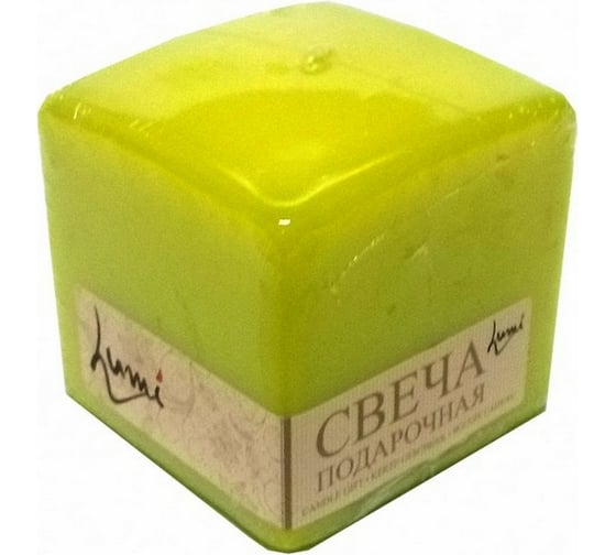 Свеча Lumi призма квадратная 60x60x60 мм, цвет лайм 5078103
