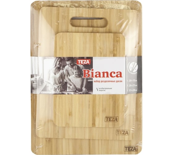 Набор досок TEZA Bianca 3 доски 20x15x1 см, 28x21x1 см, 33x24x1 см, бамбук 40-045
