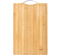 Разделочная доска TEZA Marsella с железной ручкой, 38х25х1,5 см, бамбук 40-003