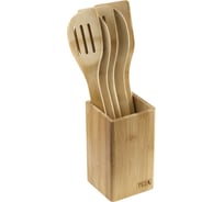 Набор досок TEZA 5 предметов 30x6 см с подставкой, бамбук 40-050