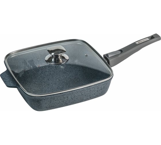 Квадратная сковорода Мечта АП Premium grey 24 см, со съемной ручкой и стеклянной крышкой с025901