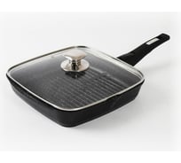 Квадратная сковорода-гриль Мечта АП Гранит black 28х28 см, со съемной ручкой и стеклянной крышкой с068802