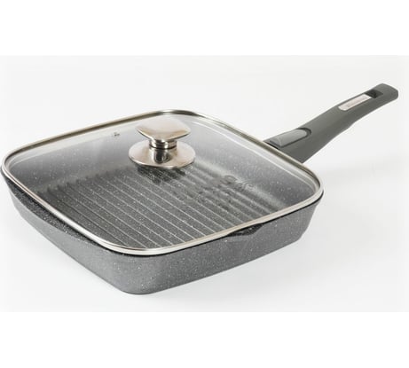 Квадратная сковорода-гриль Мечта АП Гранит 28х28 см, со съемной ручкой и стеклянной крышкой с068701