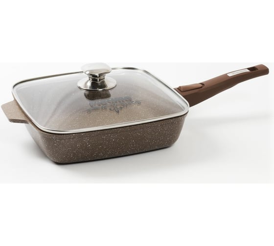 Квадратная сковорода Мечта АП Гранит brown 26х26 см, со съемной ручкой и стеклянной крышкой с027806 1