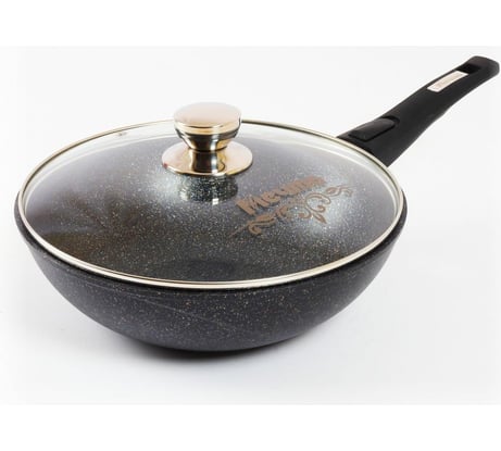 Сковорода ВОК Мечта АП Гранит star 28 см, со съемной ручкой и стеклянной крышкой с078803