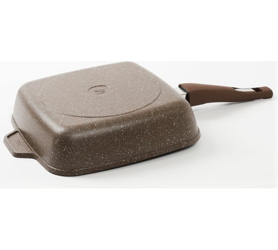 Квадратная сковорода Мечта АП Гранит brown 28х28 см, со съемной ручкой и стеклянной крышкой с029806