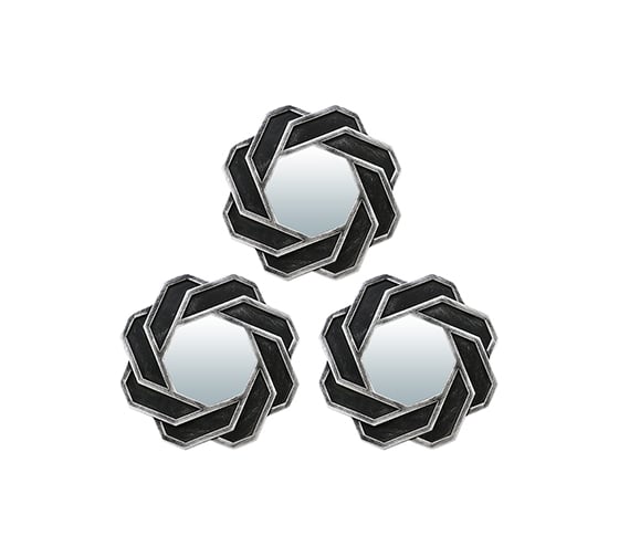 Комплект декоративных зеркал QWERTY Тулон, серебро, 3 шт, диаметр 12 см 74046