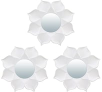 Комплект декоративных зеркал QWERTY Бордо, белый, 3 шт, диаметр 10 см 74042