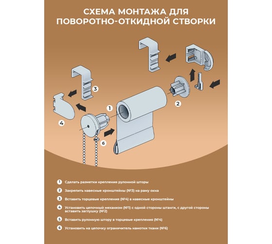 Сет-комплект для рулонной шторы Peora 25 мм 67158