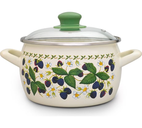 Глубокая кастрюля METROT Эксклюзив Ежевика со стеклянной крышкой, 7.9 л, 24 см 339858