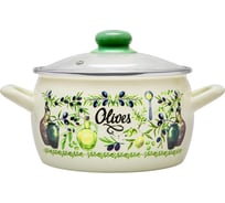 Глубокая кастрюля METROT Эксклюзив Олива со стеклянной крышкой, с металлической ручкой, 3 л, 18 см 193114