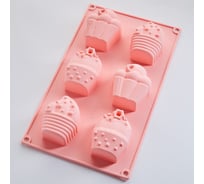 Форма для выпечки Alpenkok AK-6195S Сладости 6 кексов цвет розовый 29x17x3.5 см 100 0R-00003377