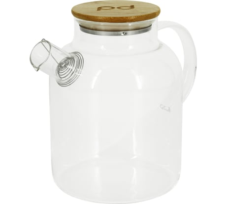 Заварочный стеклянный чайник Pomi d'Oro с фильтром-пружиной и бамбуковой крышкой, 1800 мл P250089 Neri