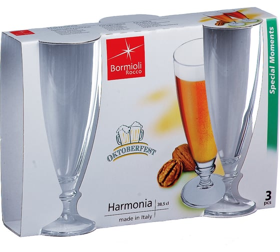 Бокалы для пива Bormioli Rocco HARMONIA BEER 390 мл, набор 3 шт 5/160 Б0043983