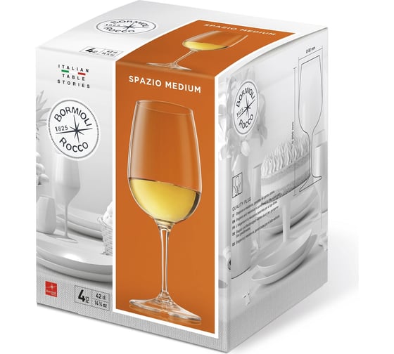 Бокалы для вина Bormioli Rocco SPAZIO 400 мл, набор 4 шт 6/150 Б0049244