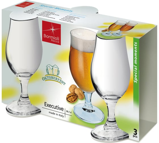 Бокалы для пива Bormioli Rocco EXECUTIVE BEER 375 мл, набор 3 шт 6/180 Б0046288