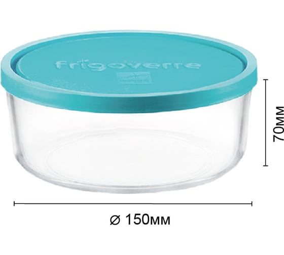 Круглый контейнер Bormioli Rocco FRIGOVERRE B3884401 D15 см 900 мл с крышкой 12/300 Б0020639