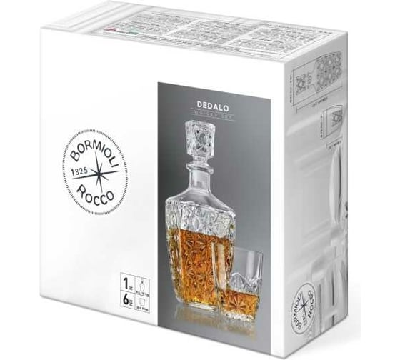 Набор для виски Bormioli Rocco DEDALO WHISKY 7 предметов графин, стаканы 260 мл 6 шт 6/108 Б0046257