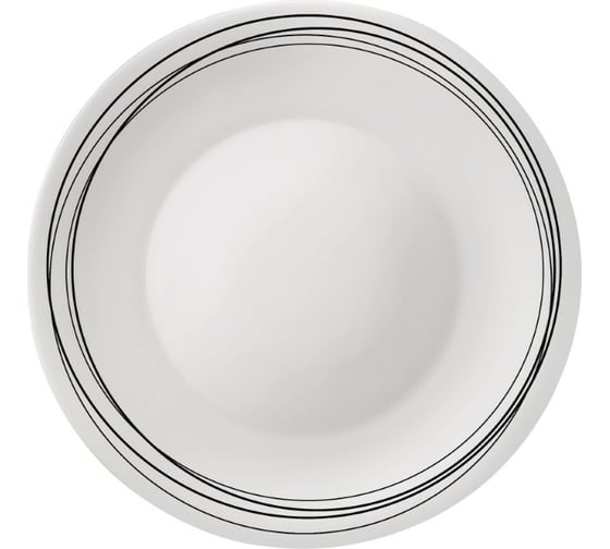 Обеденная круглая тарелка Bormioli Rocco CHIAROSCURO 480170 опаловое стекло декор LINEE 27 см Б0054434 1