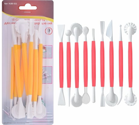 Набор инструментов для кондитерских украшений МУЛЬТИДОМ Стеки 9 шт 3 цвета VL80-321