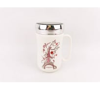 Керамическая кружка Bikson 400 мл с зеркальной крышкой ТП16003