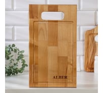 Разделочная доска СИМАЛЕНД Прямая ручка средняя кровосток 34x20x1,8 см 7364884