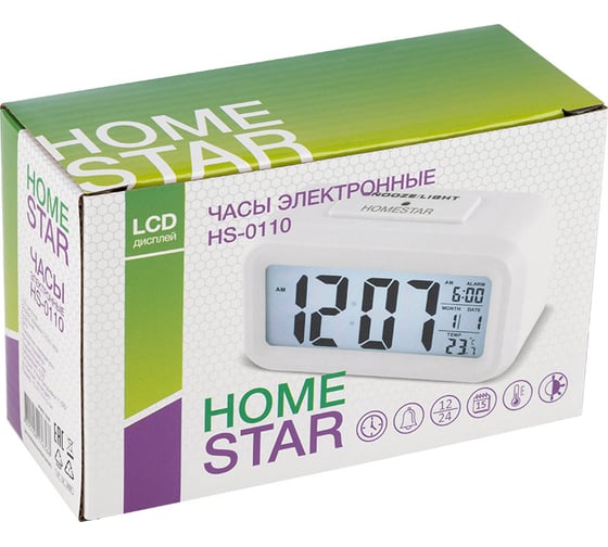 Электронные часы HomeStar HS-0110 белые 104307